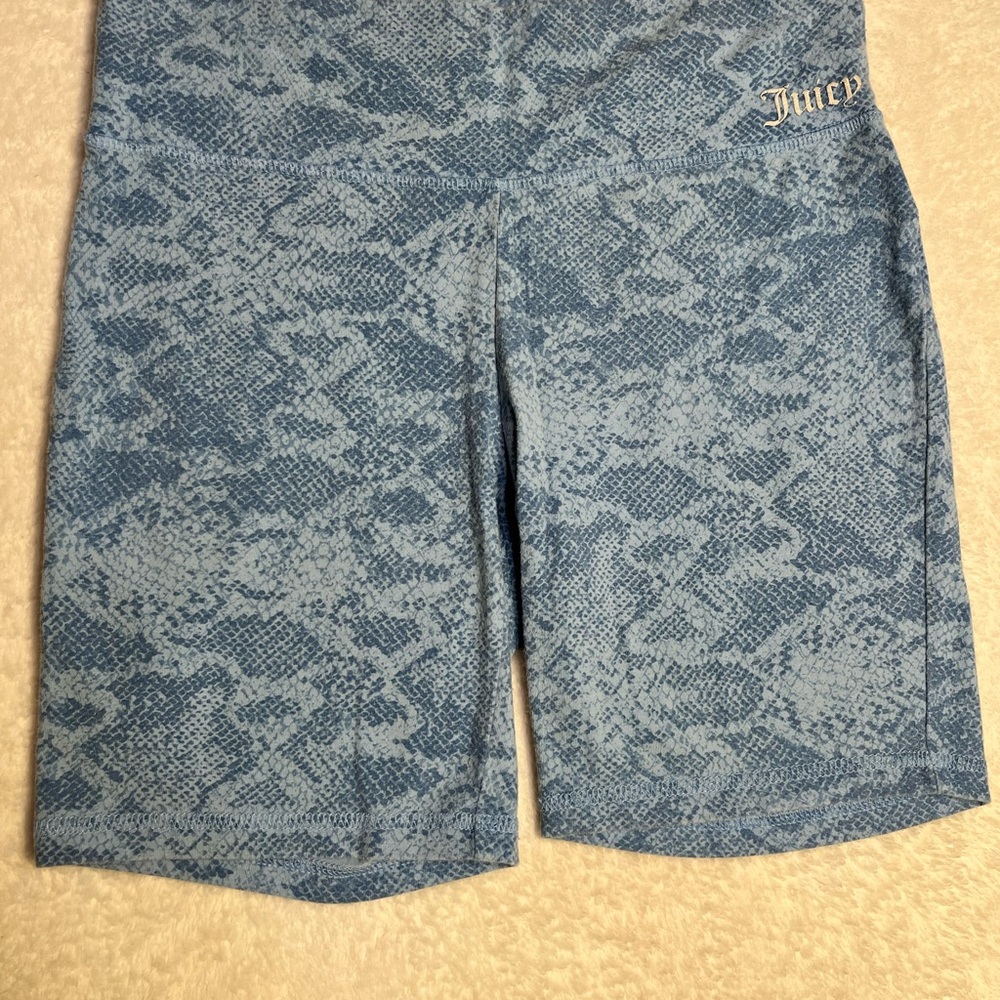 Juicy Couture Light Blue Snake-Print Bike Shorts